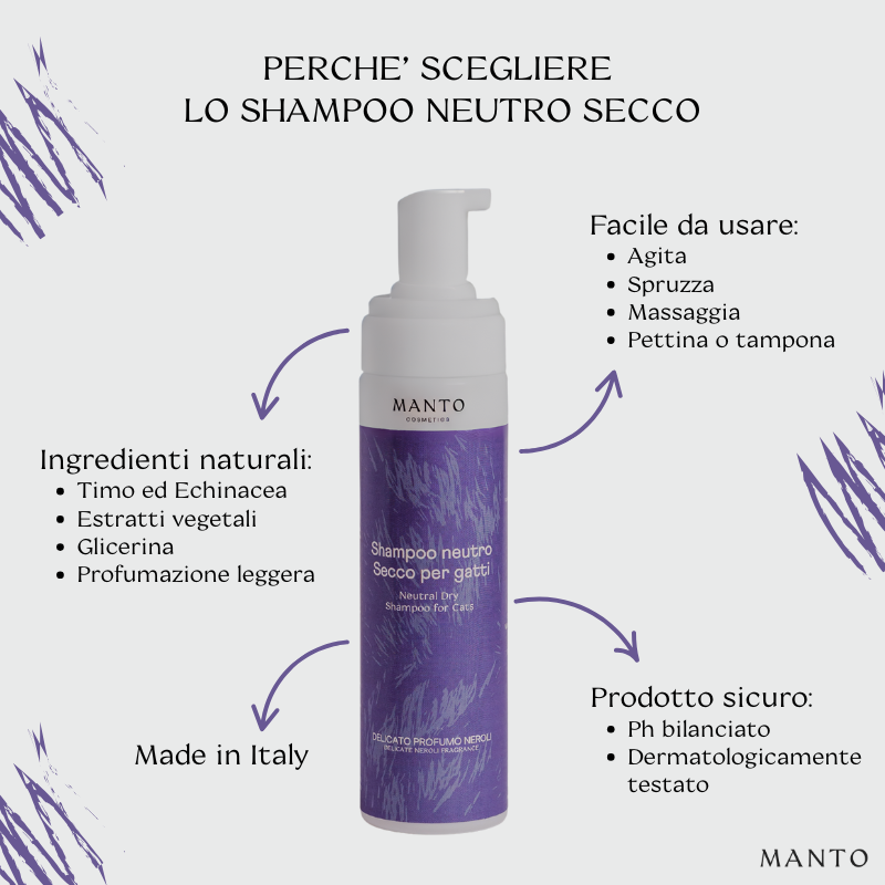 Shampoo secco per Gatti in mousse - Senza risciacquo